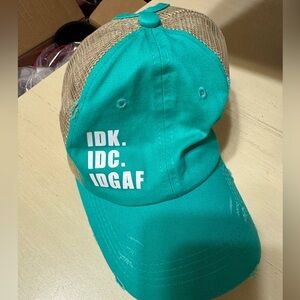 Teal Hat w/pony tail hole (NEW)